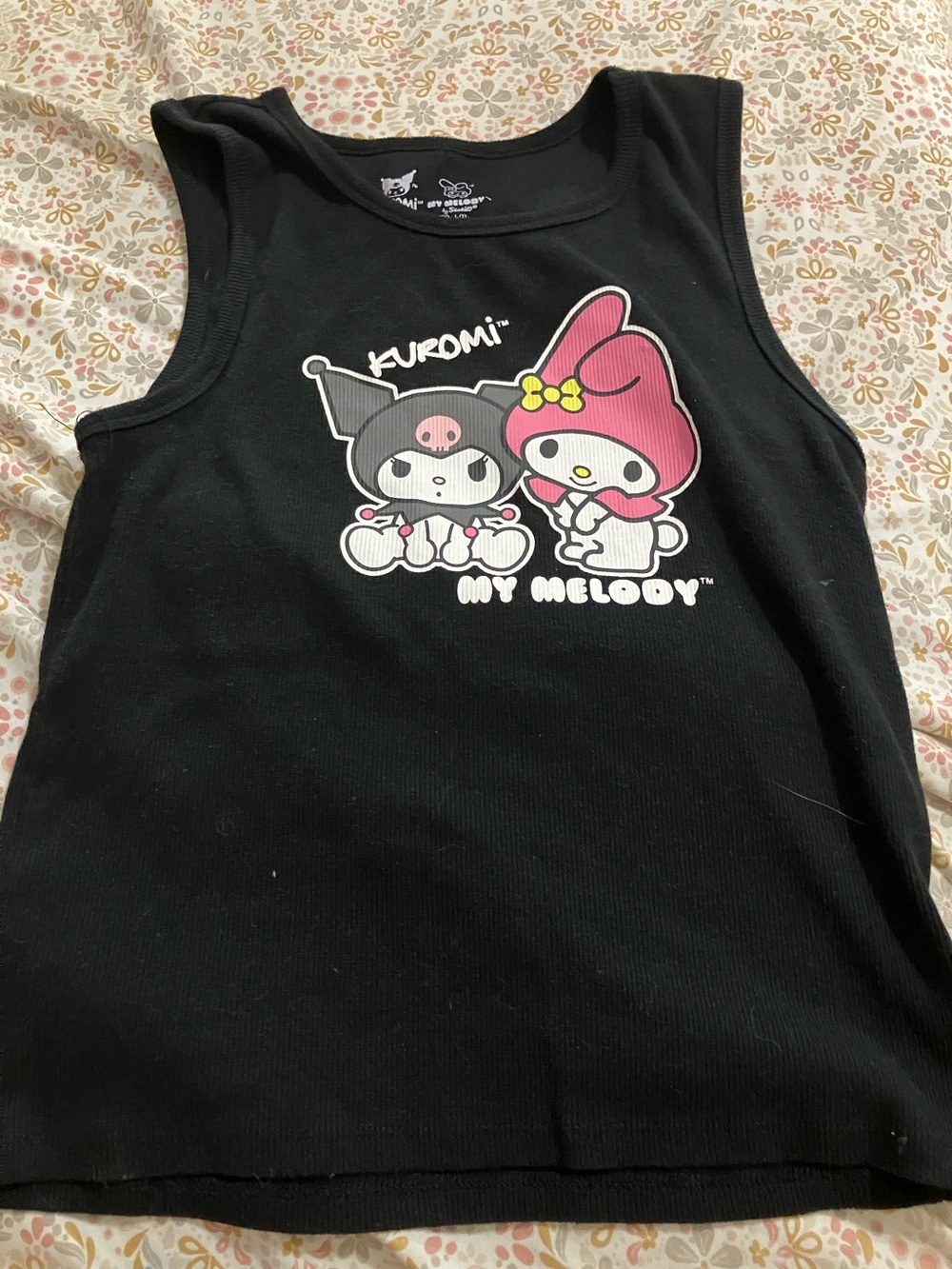 Sanrio Kuromi & My Melody Black Graphic Tank Top